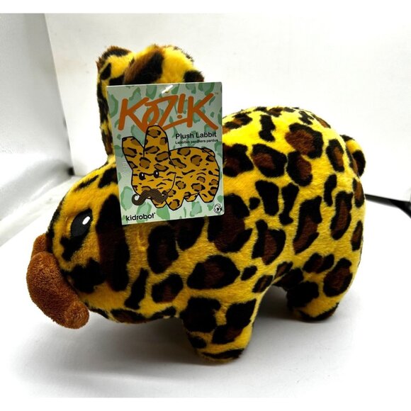 Kozik x Kidrobot Leopard Print  Labbit with Mustache 10" Plush Stuffed Animal 20 - Picture 1 of 10
